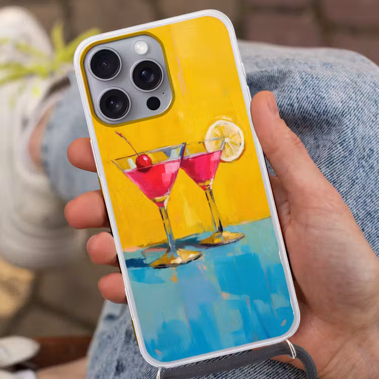 Glazen - Cocktail - Citroen - Kers Hoesje iPhone 16 Pro Max met koord klein -sfeer3
