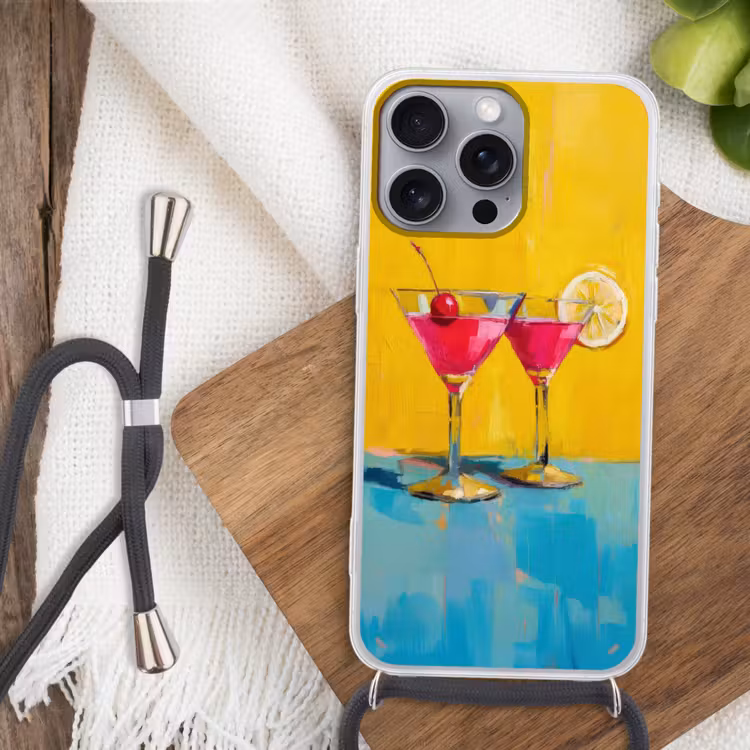 Glazen - Cocktail - Citroen - Kers Hoesje iPhone 16 Pro Max met koord klein -sfeer4