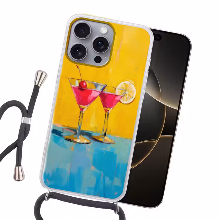 Glazen - Cocktail - Citroen - Kers Hoesje iPhone 16 Pro Max met koord klein -sfeer1
