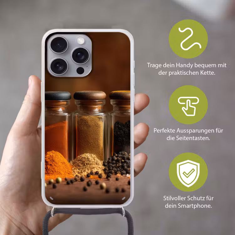 Potjes - Kruiden - Specerijen - Korrels Hoesje iPhone 16 Pro Max met koord klein -sfeer2_DE
