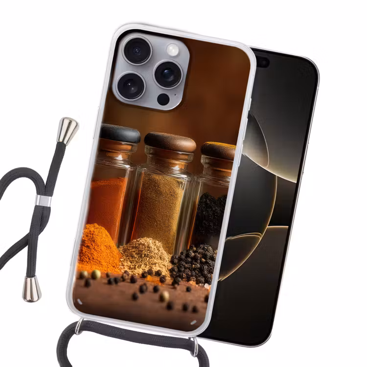 Potjes - Kruiden - Specerijen - Korrels Hoesje iPhone 16 Pro Max met koord klein -sfeer1