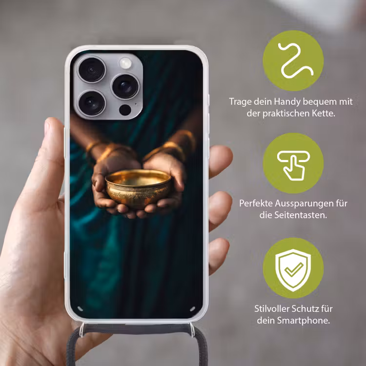 Goud - Kom - Blauw Hoesje iPhone 16 Pro Max met koord klein -sfeer2_DE