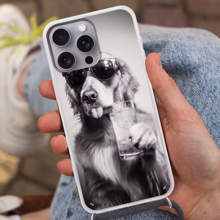 Golden retriever - Hond - Zonnebril - Gkas Hoesje iPhone 16 Pro Max met koord klein -sfeer3