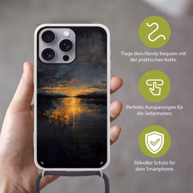 Gouden Reflectie op Water Hoesje iPhone 16 Pro Max met koord klein -sfeer2_DE
