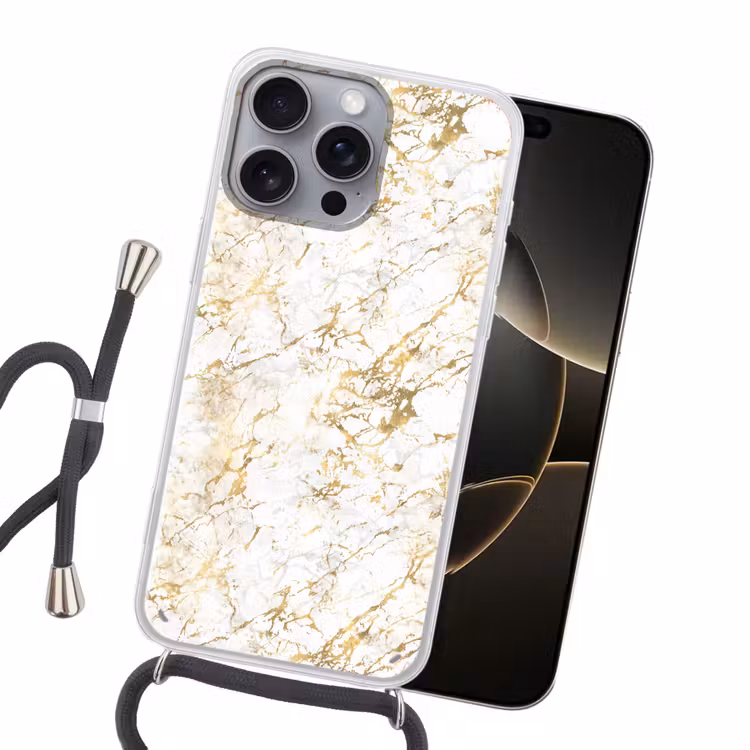 Goudspatten - Wit - Marmer Hoesje iPhone 16 Pro Max met koord klein 804 -sfeer1