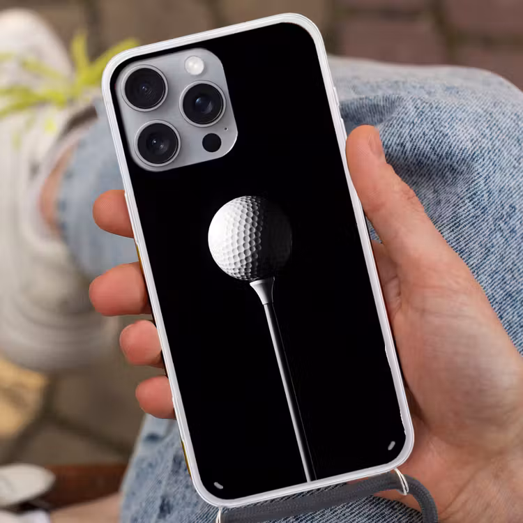Golfbal - Minimalistisch - Wit Hoesje iPhone 16 Pro Max met koord klein -sfeer3