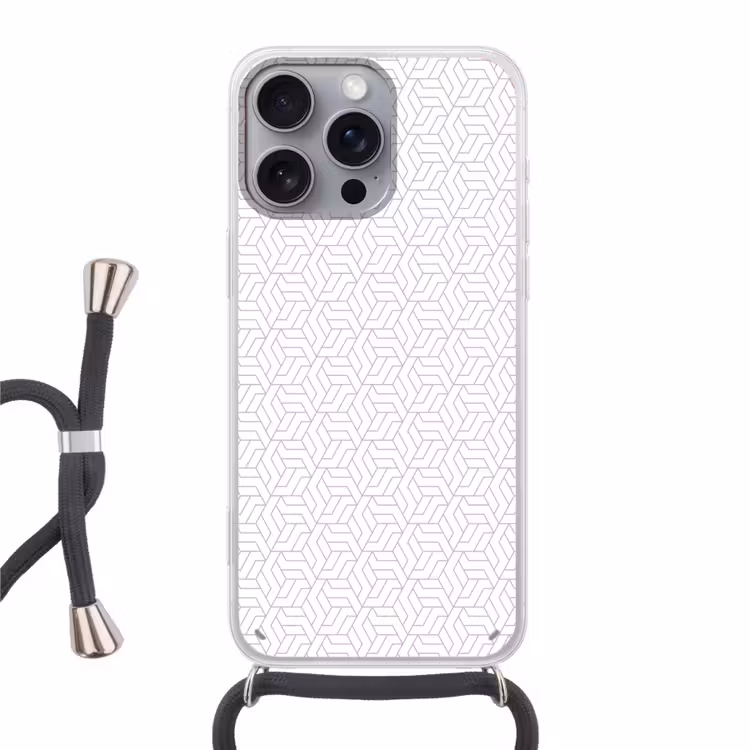 Grafisch - Patroon - Modern - Hexagon Hoesje iPhone 16 Pro Max met koord klein 804 -3d