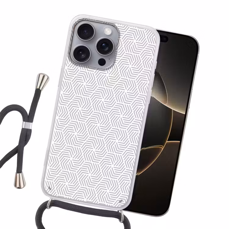 Grafisch - Patroon - Modern - Onderbroken Hoesje iPhone 16 Pro Max met koord klein 804 -sfeer1