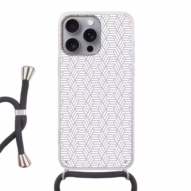 Grafisch - Patroon - Modern - Opvallend Hoesje iPhone 16 Pro Max met koord klein 804 -3d