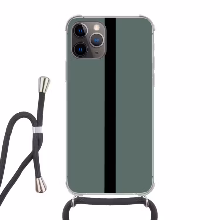 Groen - Zwart - Streep - Minimalistisch Hoesje iPhone 12 Pro met koord klein -3d