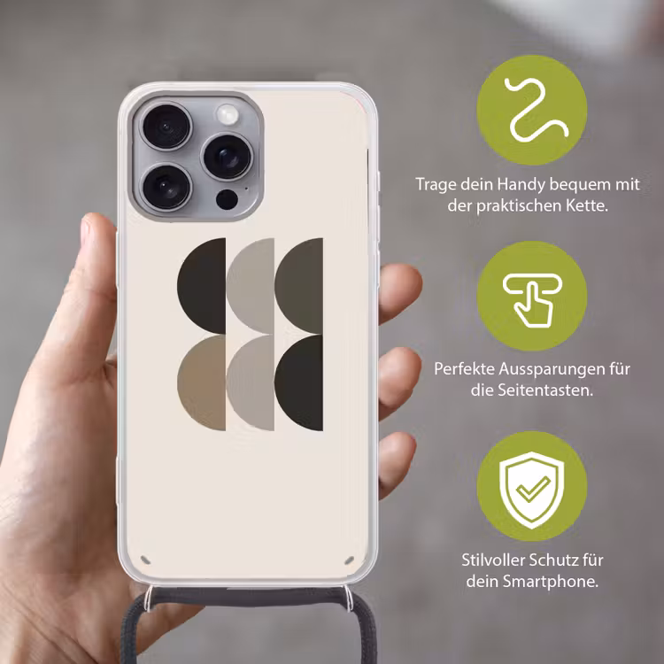Halve cirkels - Aardetinten - Grafisch Hoesje iPhone 16 Pro Max met koord klein -sfeer2_DE