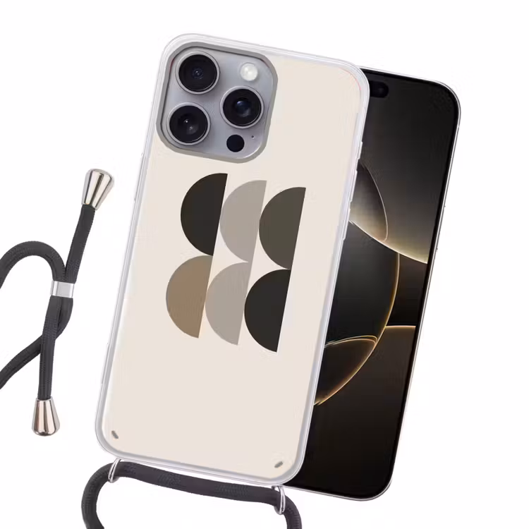 Halve cirkels - Aardetinten - Grafisch Hoesje iPhone 16 Pro Max met koord klein -sfeer1