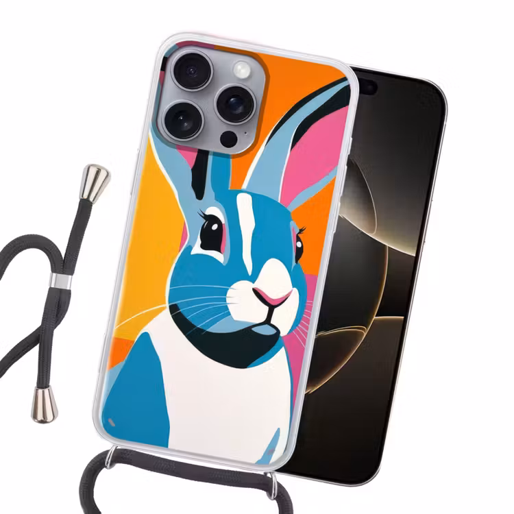 Haas - Kleurvakken - Oren - Roze Hoesje iPhone 16 Pro Max met koord klein -sfeer1