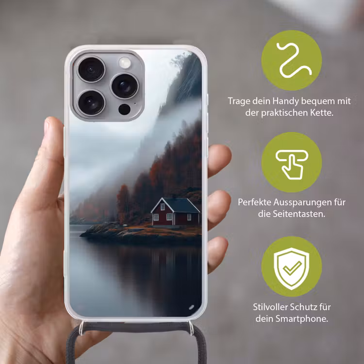 Huis - Rood - Bergen - Water Hoesje iPhone 16 Pro Max met koord klein -sfeer2_DE