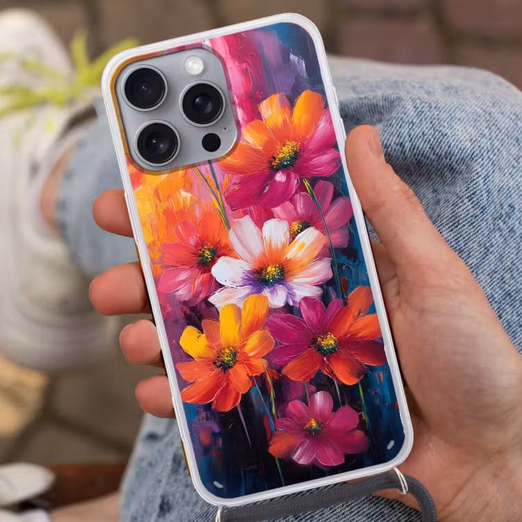 Felle bloemen - Dynamisch - Levendig Hoesje iPhone 16 Pro Max met koord klein -sfeer3