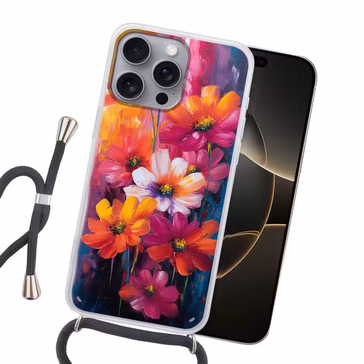 Felle bloemen - Dynamisch - Levendig Hoesje iPhone 16 Pro Max met koord klein -sfeer1
