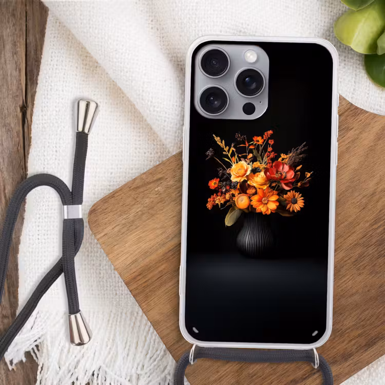 Herfst - Boeket - Oranje Hoesje iPhone 16 Pro Max met koord klein -sfeer4