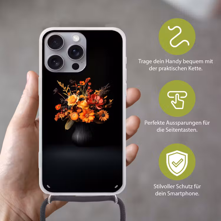 Herfst - Boeket - Oranje Hoesje iPhone 16 Pro Max met koord klein -sfeer2_DE