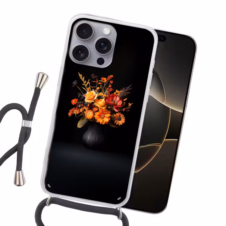 Herfst - Boeket - Oranje Hoesje iPhone 16 Pro Max met koord klein -sfeer1