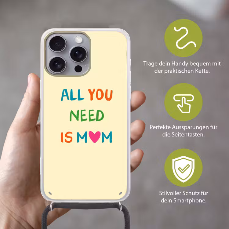 Hartje - Moeder - Tekst - Kleurrijk Hoesje iPhone 16 Pro Max met koord klein -sfeer2_DE