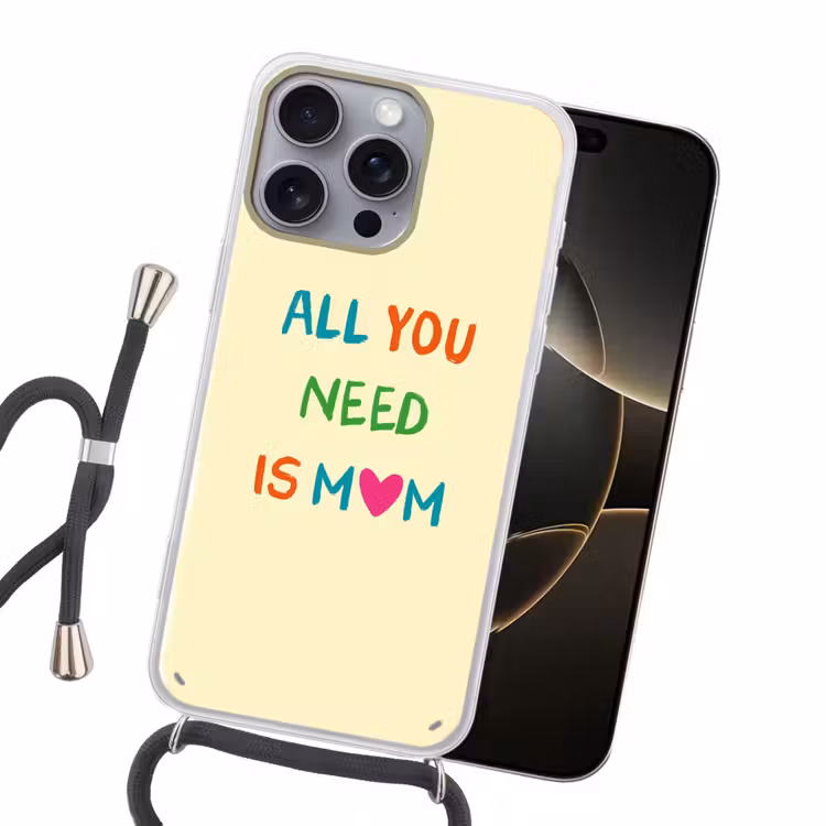 Hartje - Moeder - Tekst - Kleurrijk Hoesje iPhone 16 Pro Max met koord klein -sfeer1