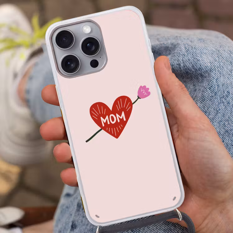 Hart - Rood - Bloem - Moeder Hoesje iPhone 16 Pro Max met koord klein -sfeer3