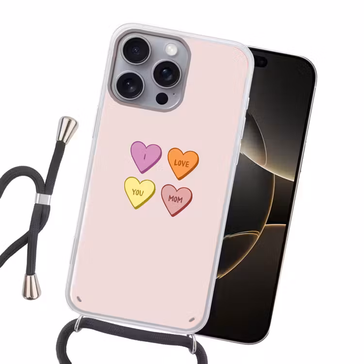 Hartjes - Pastel - Liefde - Moeder Hoesje iPhone 16 Pro Max met koord klein -sfeer1