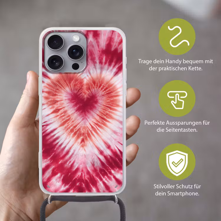 Hartvorm - Roze - Tie dye Hoesje iPhone 16 Pro Max met koord klein -sfeer2_DE