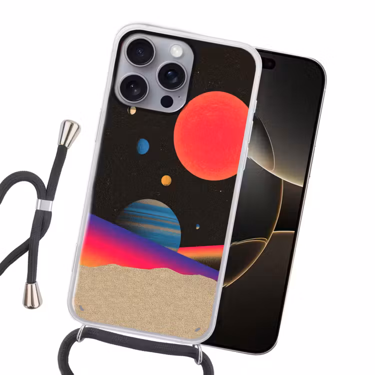 Hemel - Planeten - Felgekleurd Hoesje iPhone 16 Pro Max met koord klein -sfeer1