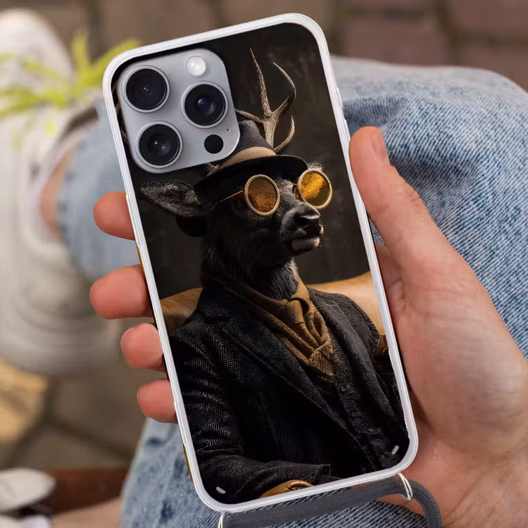 Hert - Zonnebril - Zwart - Pak Hoesje iPhone 16 Pro Max met koord klein -sfeer3