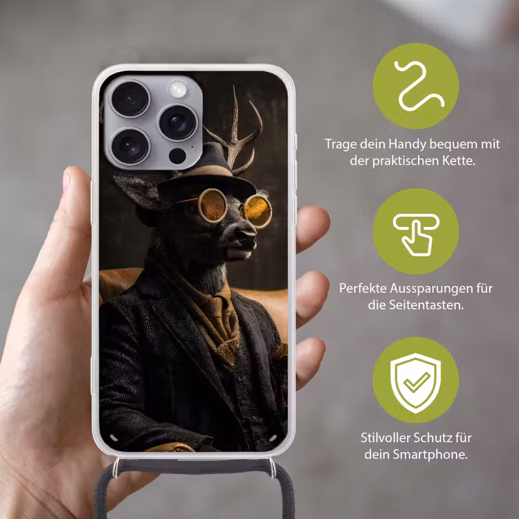 Hert - Zonnebril - Zwart - Pak Hoesje iPhone 16 Pro Max met koord klein -sfeer2_DE