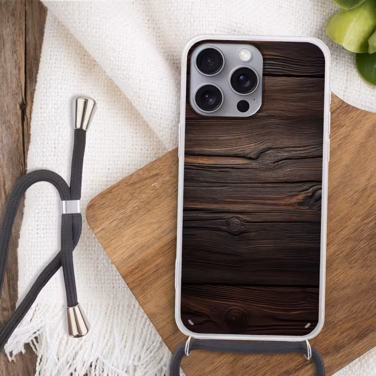 Hout - Grillige nerven Hoesje iPhone 16 Pro Max met koord klein -sfeer4