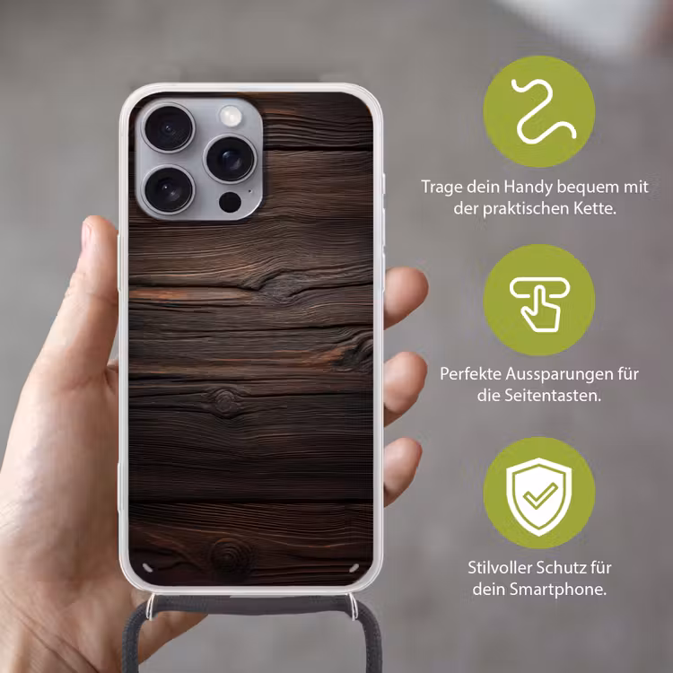 Hout - Grillige nerven Hoesje iPhone 16 Pro Max met koord klein -sfeer2_DE