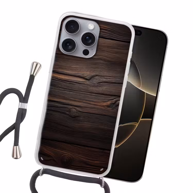 Hout - Grillige nerven Hoesje iPhone 16 Pro Max met koord klein -sfeer1