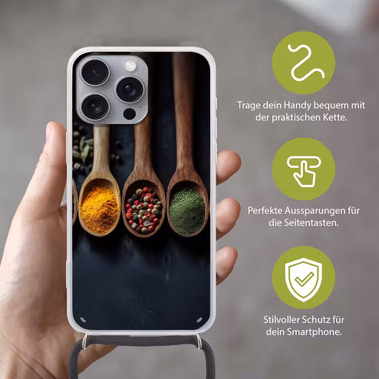 Houten - Lepels - Specerijen - Kruiden Hoesje iPhone 16 Pro Max met koord klein -sfeer2_DE