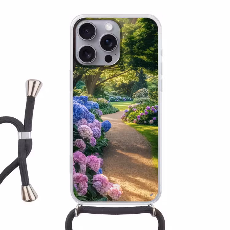 Hortensia- Park - Pad Hoesje iPhone 16 Pro Max met koord klein -3d