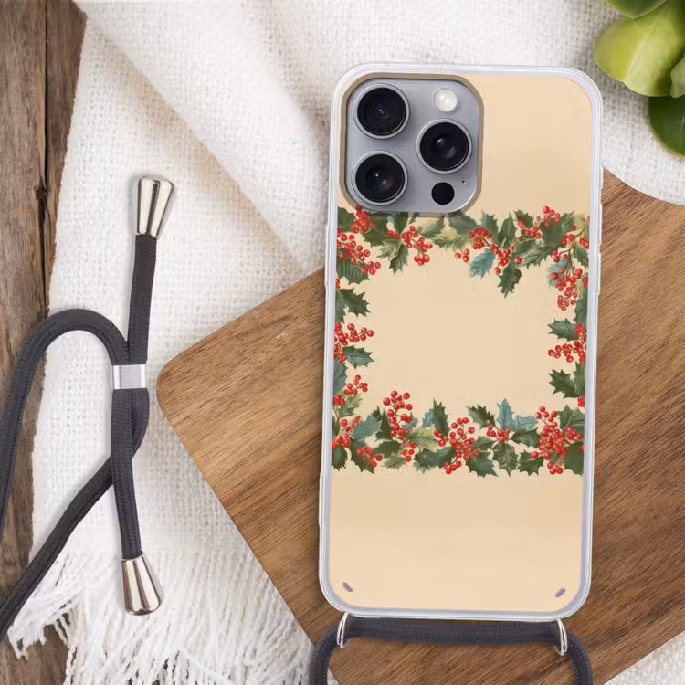 Hulstrand - Bessen - Beige Hoesje iPhone 16 Pro Max met koord klein -sfeer4