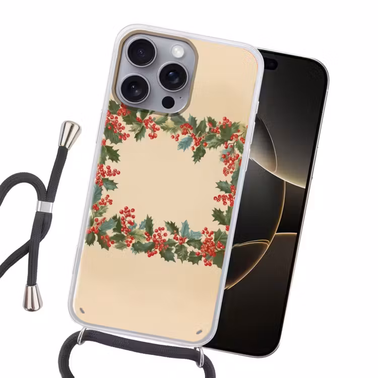 Hulstrand - Bessen - Beige Hoesje iPhone 16 Pro Max met koord klein -sfeer1