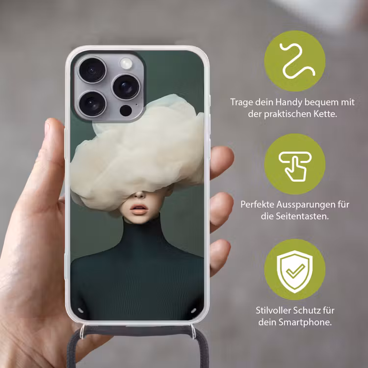 Hoed - Vrouw - Beige Hoesje iPhone 16 Pro Max met koord klein -sfeer2_DE