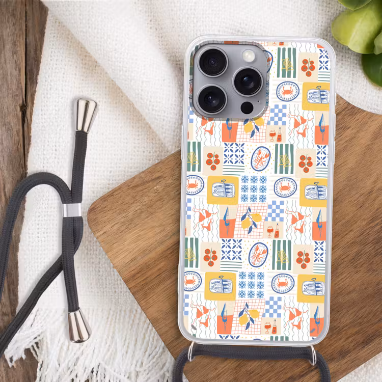Zee - Sfeer - Mozaïek - Wijn Hoesje iPhone 16 Pro Max met koord klein 804 -sfeer4