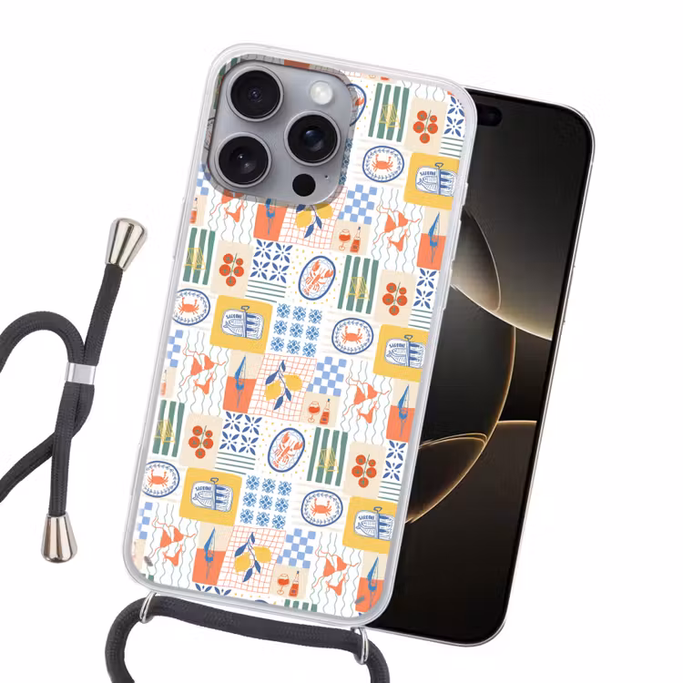 Zee - Sfeer - Mozaïek - Wijn Hoesje iPhone 16 Pro Max met koord klein 804 -sfeer1