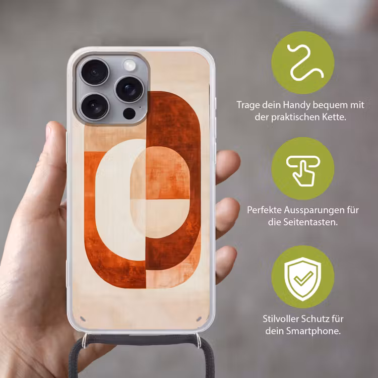 Illustratie - Abstract - Vormen - Rood Hoesje iPhone 16 Pro Max met koord klein -sfeer2_DE
