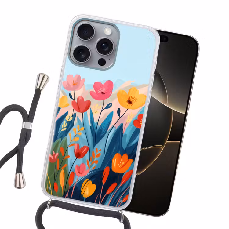 Illustratie - Bloemen - Kleurrijk Hoesje iPhone 16 Pro Max met koord klein -sfeer1