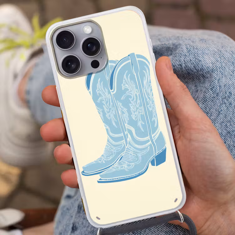 Illustratie - Cowboylaarzen - Patroon Hoesje iPhone 16 Pro Max met koord klein -sfeer3