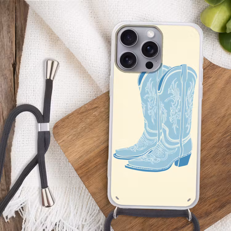 Illustratie - Cowboylaarzen - Patroon Hoesje iPhone 16 Pro Max met koord klein -sfeer4