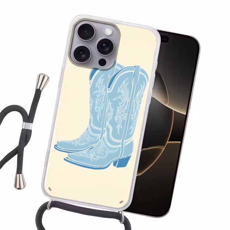 Illustratie - Cowboylaarzen - Patroon Hoesje iPhone 16 Pro Max met koord klein -sfeer1