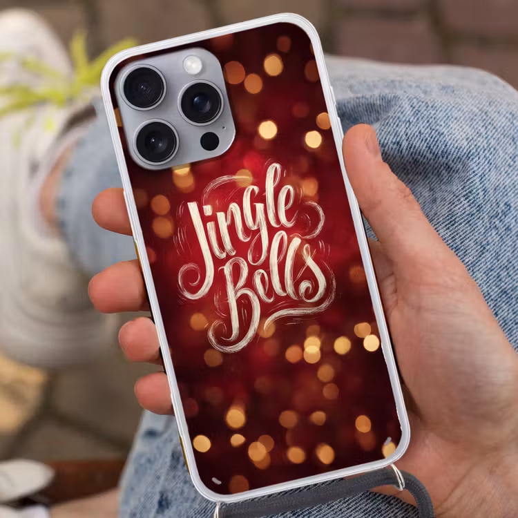 Jingle - Bells - Kerst - Rood Hoesje iPhone 16 Pro Max met koord klein -sfeer3