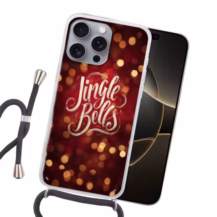Jingle - Bells - Kerst - Rood Hoesje iPhone 16 Pro Max met koord klein -sfeer1