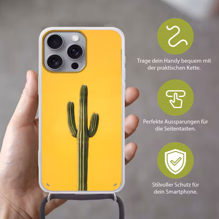 Cactus - Groen - Minimalistisch Hoesje iPhone 16 Pro Max met koord klein -sfeer2_DE