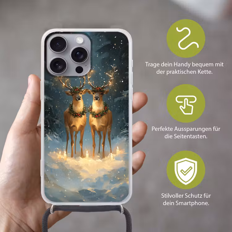 Dennensprookje - Rendier - Nacht Hoesje iPhone 16 Pro Max met koord klein -sfeer2_DE